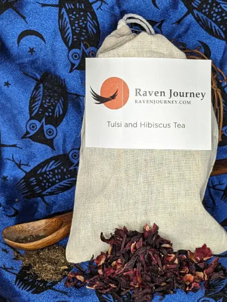 A bag of tea with the label " haven journey " on it.
